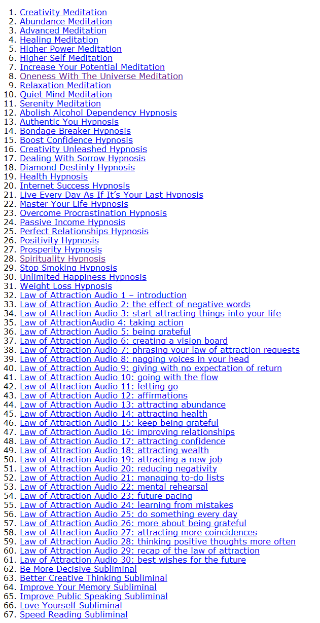 Personal Development Mega Vault contents