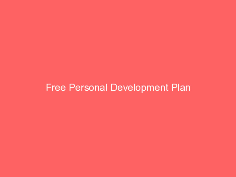 Free Personal Development Plan